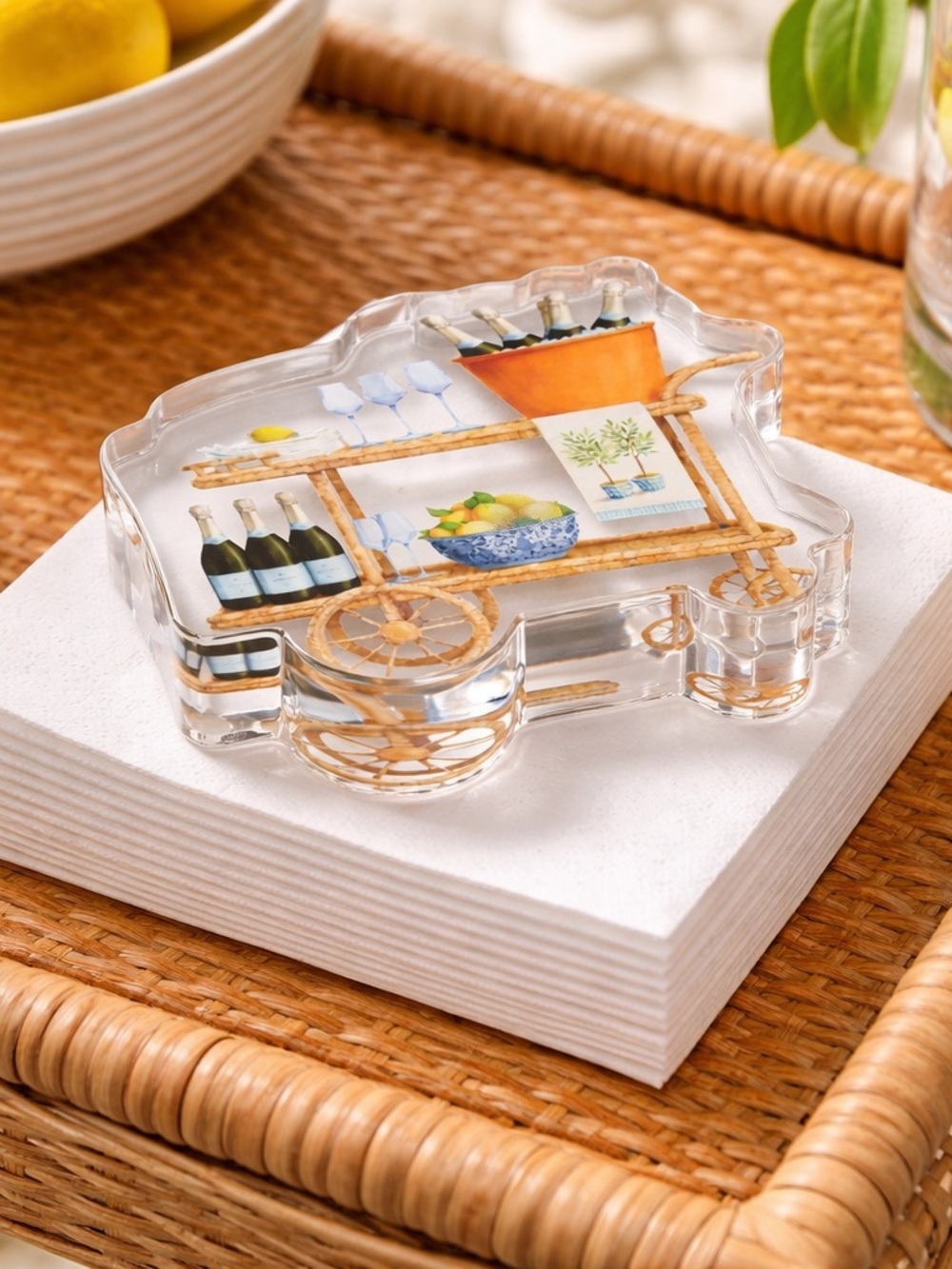 Acrylic Napkin Weight - Bar Cart